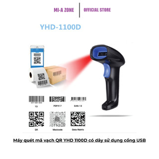 Máy quét mã vạch QR YHD 1100D có dây sử dụng cổng USB kết nối với Laptop, Máy tính
