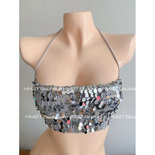 Áo handmade kim sa len 1 mảnh hở lưng lấp lánh bling