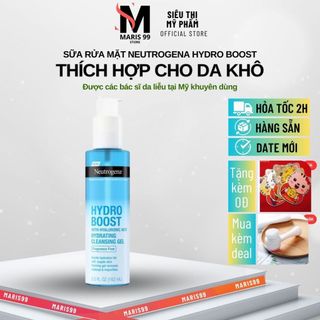 Sữa rửa mặt neutrogena cho da khô, hỗ trợ giữ ẩm, cấp nước hydro boost hydrating cleansing gel _bchoice