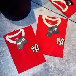 ÁO NEW ERA ĐỎ VIỀN BO TAY LOGO NY THÊU CHÍNH HÃNG UNISEX