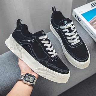Giày thể thao nam sneaker da lộn ezaza đen menly đẹp