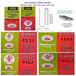 Đinh ghim U4mm - 408J - 410J - 413J - 416J - 419J - 422J, ghim bấm gỗ công nghiệp, U4 chỉ nạp được cho Máy bắn đinh 422J