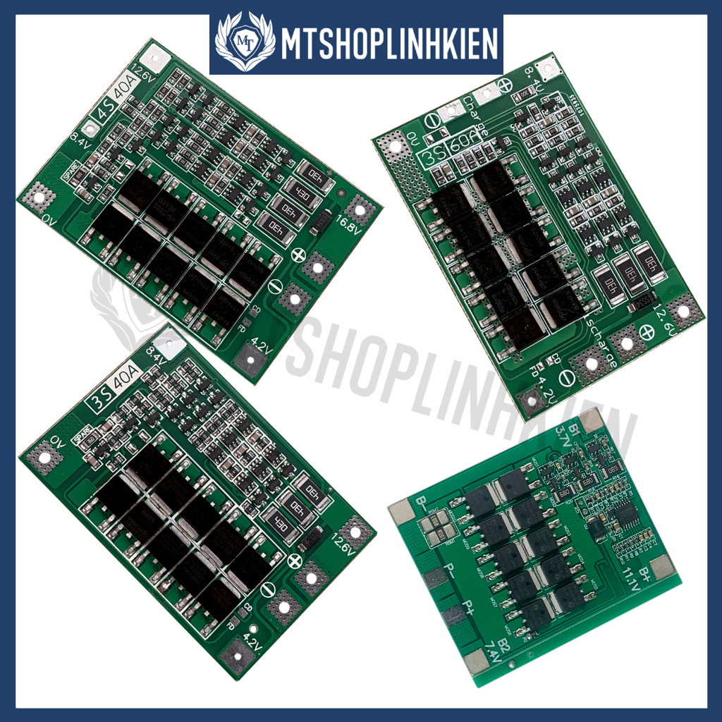Bảng mạch 3S/4S 30A 40A 60A - mạch cân bằng bảo vệ pin lithium 18650