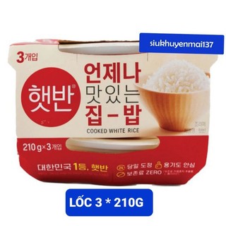 Lốc 3 cơm cj trắng hetbahn ăn liền hộp 210g,hsd 1/2/24, hàn quốc
