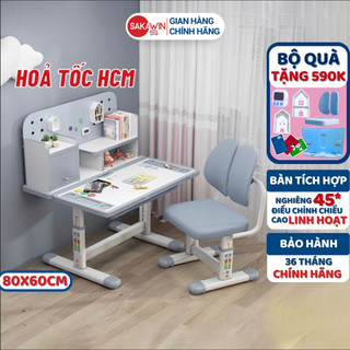 Bộ Bàn học cho bé kèm giá sách Sakawin A16, Chống gù chống cận thông minh, độ tuổi từ 3 tuổi tới lớn, Giá nhập
