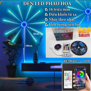 Đèn led trang trí, đèn led pháo hoa tết có điều khiển từ xa, đèn nháy pháo hoa dán tường tiện lợi
