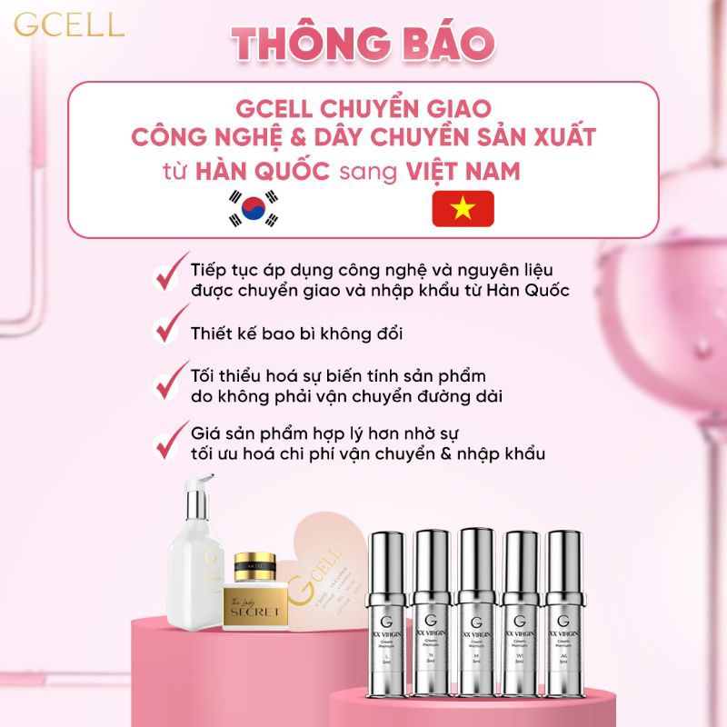 Kem dưỡng hồng nhũ hoa và bikini XX VIRGIN  GCELL loại 5ml và 15ml