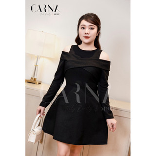 IRIS - Đầm bigsize thiết kế hở vai, đứng phom, dáng chữ A trẻ trung thanh lịch - CARNA