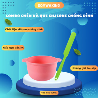 Combo chén và que nấu sáp wax lông silicon tiện lợi, chống dính, dễ vệ sinh, chống bỏng