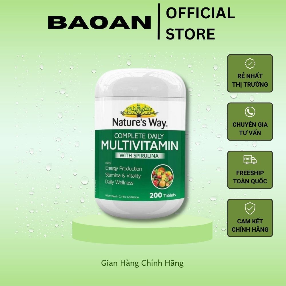Vitamin tổng hợp và tảo biển Úc Nature's Way Multivitamin 200 viên, Tảo tổng hợp Multi Nature's way 