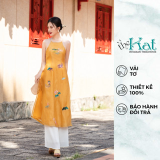  Áo dài Yếm Hoa Viên The Kat House  không kèm quần  chất liệu tơ óng cao cấp mềm mại thanh lịch quý phái 
