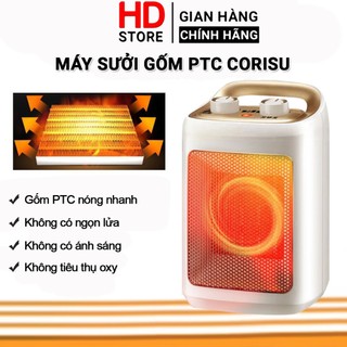 Quạt sưởi gốm PTC CORISU máy sưởi mini để bàn công suất 2000W không ồn không gây khô da bảo hàng 12 tháng