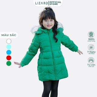  Áo bông nhồi trẻ em Lizard có mũ lông tháo rời siêu ấm size 130 - 140 - J12 