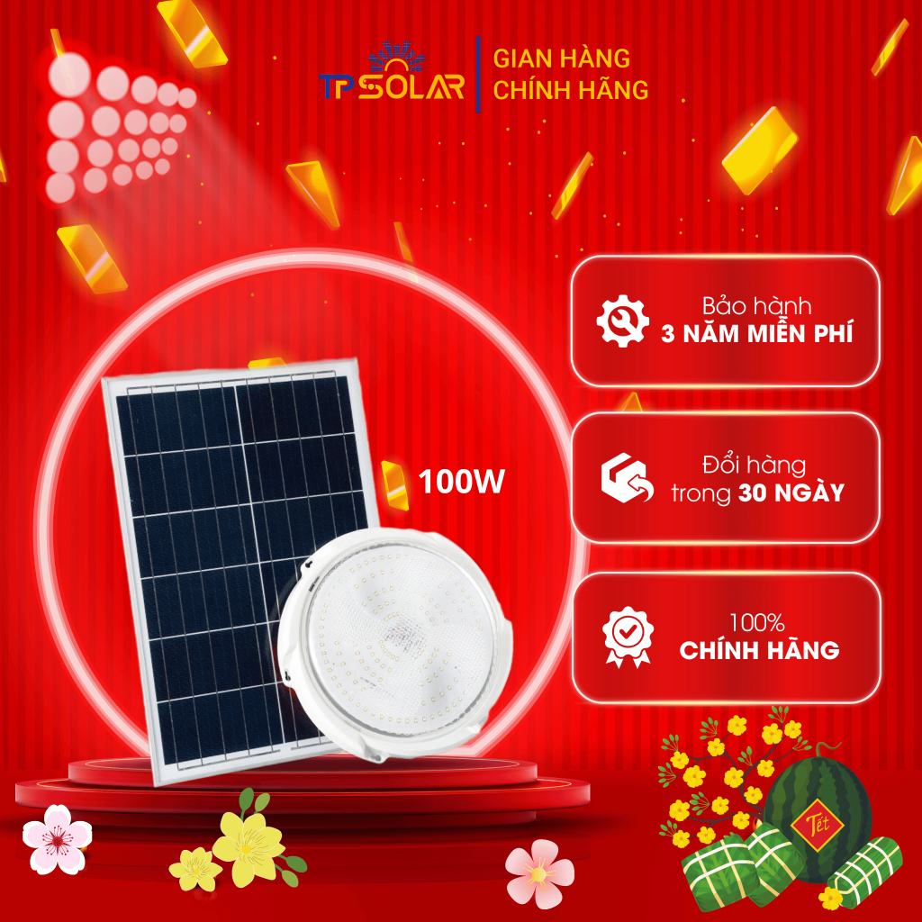 Đèn Ốp Trần Năng Lượng Mặt Trời TPSolar TP-A100 Công Suất 100W Cảm Biến Sáng Tối