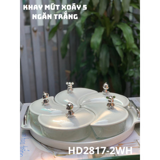 Bộ khay sứ đựng bánh mứt kẹo cao cấp - mã hd2817-2wh thích hợp dùng trong ngày lễ tết, buổi tiệc.