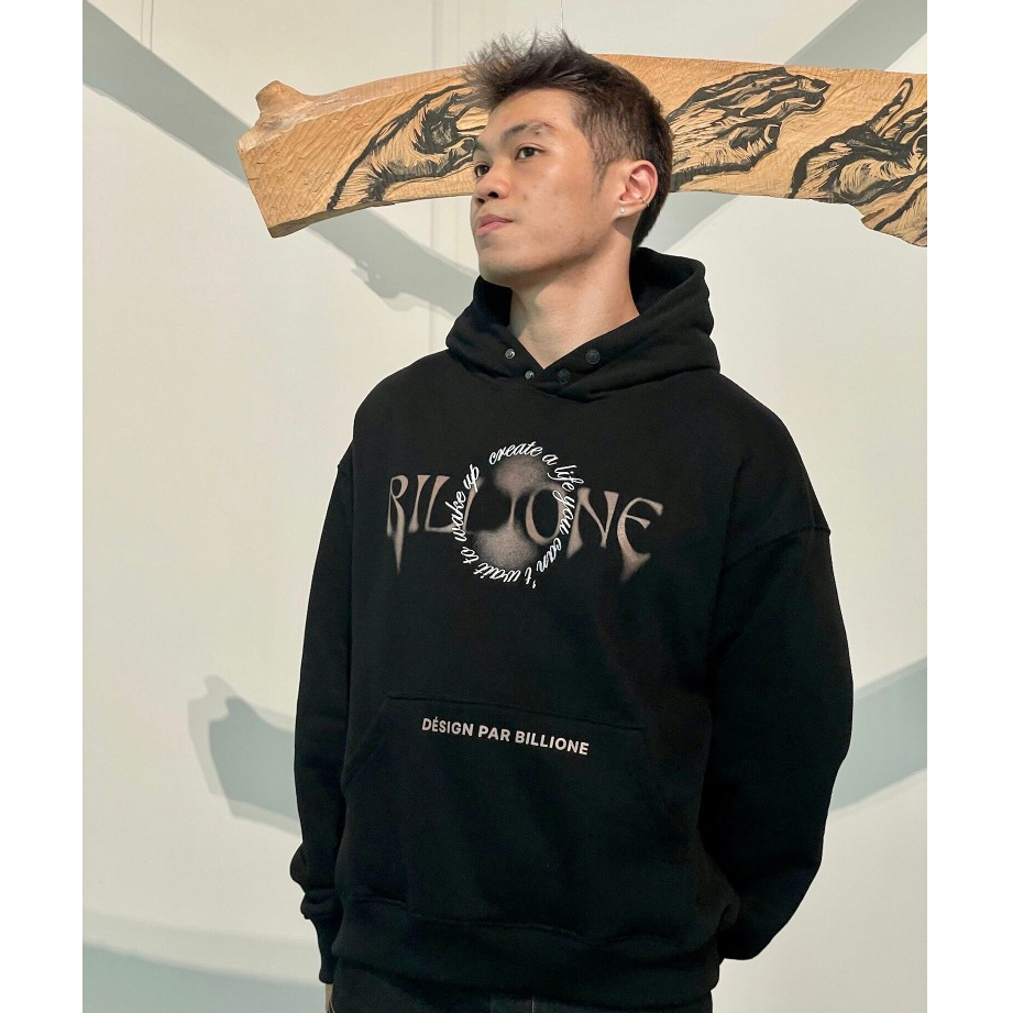 Áo Hoodie Nỉ Bông "Billione Upbeat " 350GSM Màu Đen
