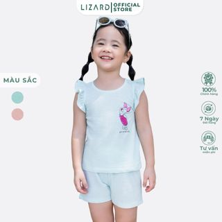 Bộ mặc nhà mùa hè bé gái Lizard cotton họa tiết lợn con cute - 5SP23T115