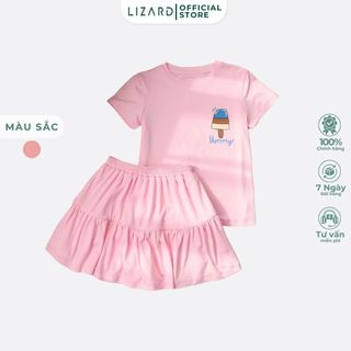 Bộ váy áo cộc tay bé gái Lizard màu hồng đậm - 5SP23T116