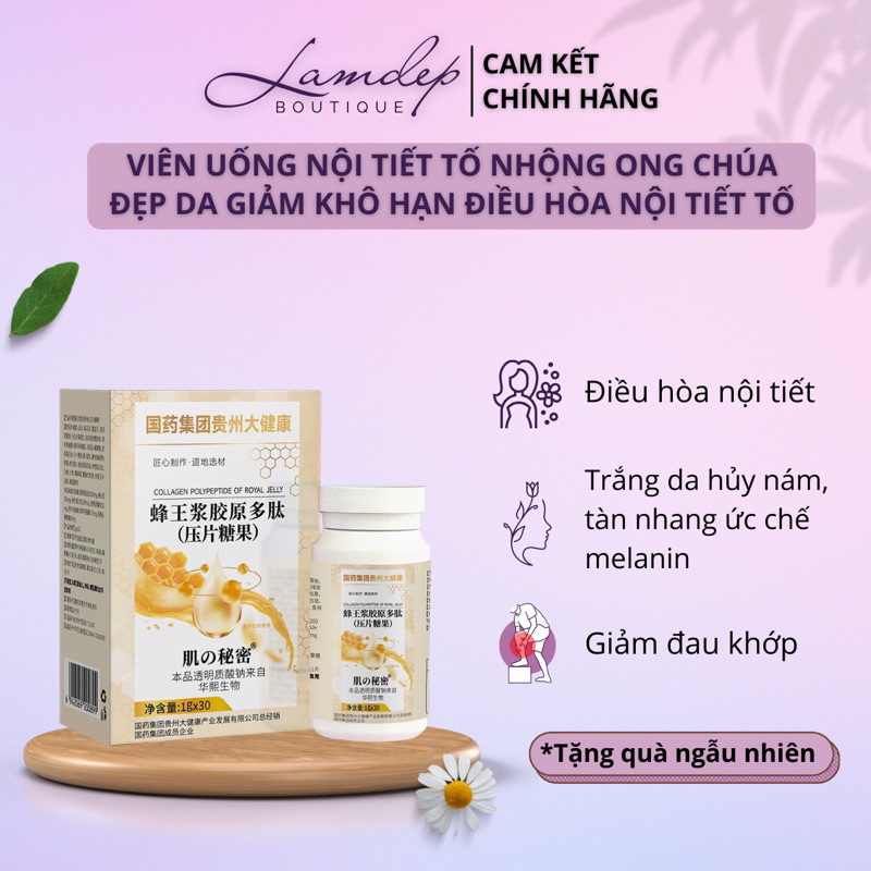 Viên Uống Nội Tiết Tố Nhộng Ong Chúa_Đẹp Da Giảm Khô Hạn Điều Hòa Nội Tiết Tố Hộp 30 Viên