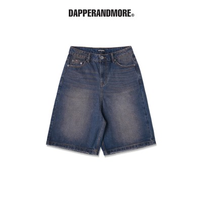 Quần Short Jeans DAPPERANDMORE "WASHED DENIM SHORTS" Form Lửng - Xanh Đậm