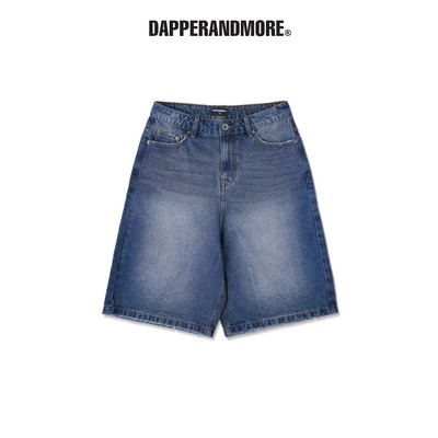 Quần Short Jean DAPPERANDMORE "WASHED DENIM SHORTS" Form Lửng - Xanh Blue