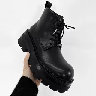 Giày Bốt Martin Tăng Chiều Cao Cho Nam Nữ  Đế Độn 7Cm  Da PU Cao Cấp
