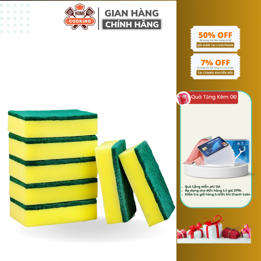 Miếng Bọt Biển Rửa Chén Bát, Xoong Nồi Màu Xanh Vàng Tiện Lợi Cho Nhà Bếp