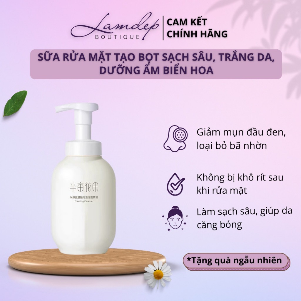 Sữa Rửa Mặt Tạo Bọt Sạch Sâu, Trắng Da ,Dưỡng Ẩm Biển Hoa 500ML_Giảm Mụn, Chống Lão Hóa