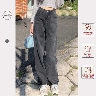 Quần jean suông màu xám tro ống rộng SPRING QuanJeansuong9875/P7K6