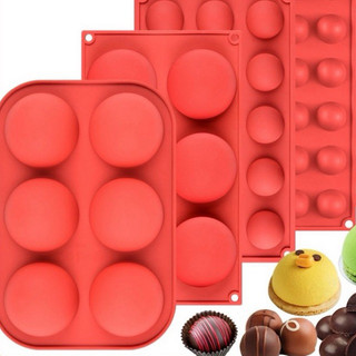 Khuôn silicon hình bán cầu 3 size làm chocolate Bombs Mochi pudding