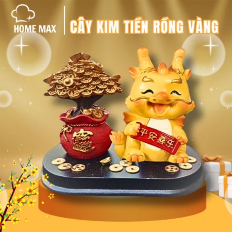 TƯỢNG RỒNG VÀNG VÀ CÂY KIM TIỀN