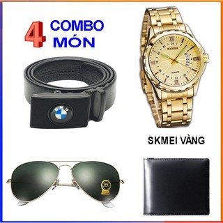 [COMBO 4 MÓN] kính mắt thời trang chống UV 400 Dây lưng Đồng hồ nam Sandas tặng ví da ,