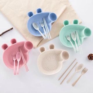 Bát lúa mạch kèm muỗng nĩa peppa xinh xắn