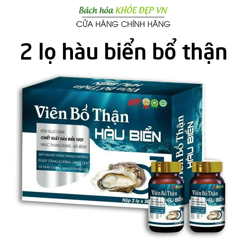 Viên Bổ Thận Hàu Biển tăng cường sinh lực, sinh lý nam giới- Hộp 2 lọ (Viên bổ thận Hàu Biển xanh - Hộp đôi)