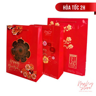 Set 10 túi đựng quà Tết, túi đỏ Chúc mừng năm mới happy new year (giao mẫu ngẫu nhiên)