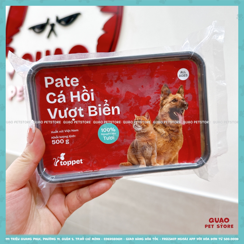 [CHỈ GIAO HỎA TỐC HCM] Pate tươi cao cấp Toppet cho chó mèo, hộp 500g