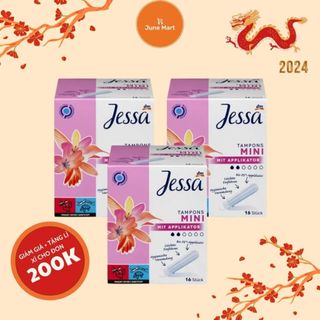 Tampon Jessa - Băng vệ sinh có cần đẩy - Mini 16pcs - Hàng chuẩn Đức