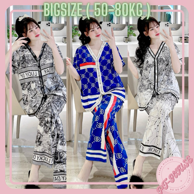 (Bigsize 50-80kg ) Bộ lụa xước cổ V phối ren , Tay ngắn quần dài sang chảnh cao cấp PT HOUSE