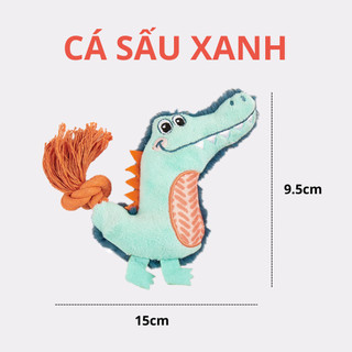 Đồ chơi cho chó FOFOS, Đồ chơi nhai gặm hình cá sấu, Tiếng kêu vui nhộn, Giúp làm sạch răng nướu chó, Vải nhung mềm mại
