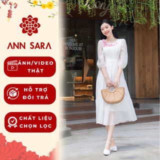 Đầm Nữ Xinh, Váy Dài Kiểu Ôm Xòe Đính Hoa Tay Lỡ 3 Tầng Trơn Đẹp Sang Trọng ANN SARA V520-V521