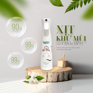Bình xịt khử mùi thú cưng PetQ, Bình xịt khử mùi diệt khuẩn hương gỗ, Set bình & lõi thay, Chiết xuất thiên nhiên, 300ml