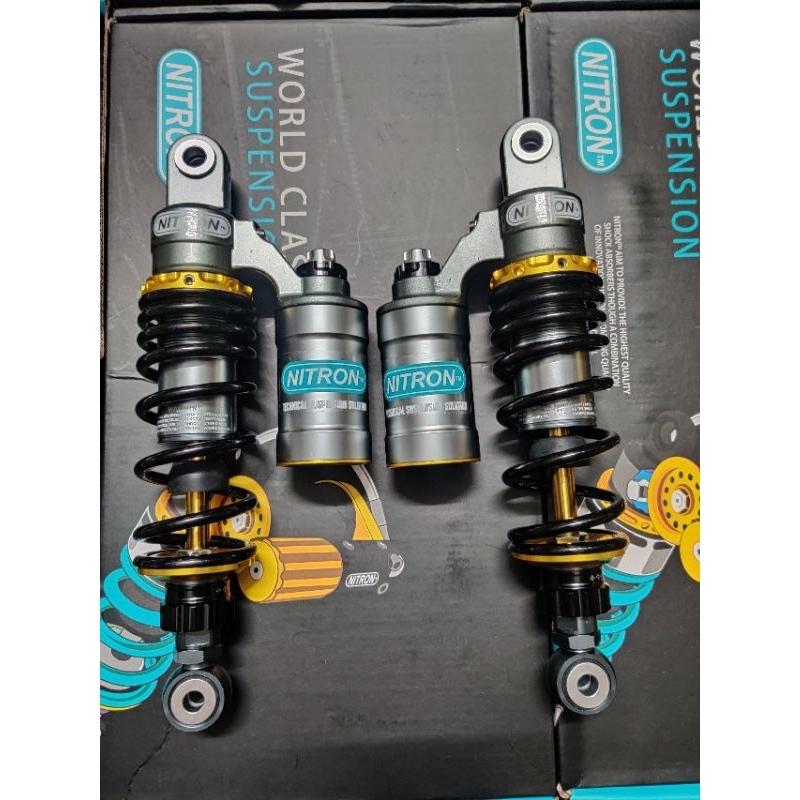 Phuộc sau Ni.tron mode ĐNÁ bình dầu 28cm gắn Sirius 50 RC Fi Taurus SR Jupiter MX Fi xe điện Pega