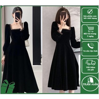 ĐẦM NHUNG CỔ VUÔNG VIỀN XÍCH 8508