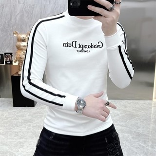 Áo thun nam tay dài hàn quốc sọc tay logo thêu GD vải thun da cá mặc quanh năm - fammilyshop