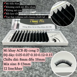 Mi khay ACB độ Cong D dày 0.05-0.07-0.10-0.12-0.15 nối mi bắt keo tốt_dụng cụ nối mi_Thúy Hà Eyelash