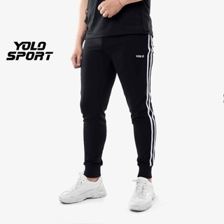 Quần Jogger Thun Nam Tập Gym Thể Thao Bo Ống Phối Sọc Co Giãn 4 Chiều Cao Cấp Mặc Đi Tập Đi Chơi Thu Đông YOLO SPORT