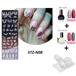Set khuôn in hình trang trí móng tay dành cho nữ ( bộ gồm 1 khuôn 1 cục silicon in 2 lọ mực )