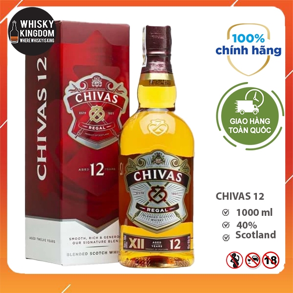 CHIVAS 12 REGAL chính hãng whisky scotch 1000ml làm quà biếu tặng