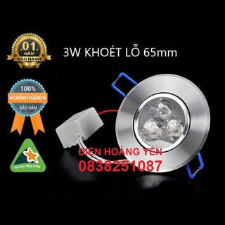 Đèn Led âm trần mắt ếch 3w khóe lỗ 65mm