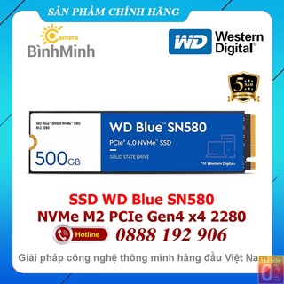Ổ cứng ssd 500gb 1tb 2tb wd blue sn580 m2 nvme m.2 pcie gen4 x4 2280 wds100t3b0e wds200t3b0e